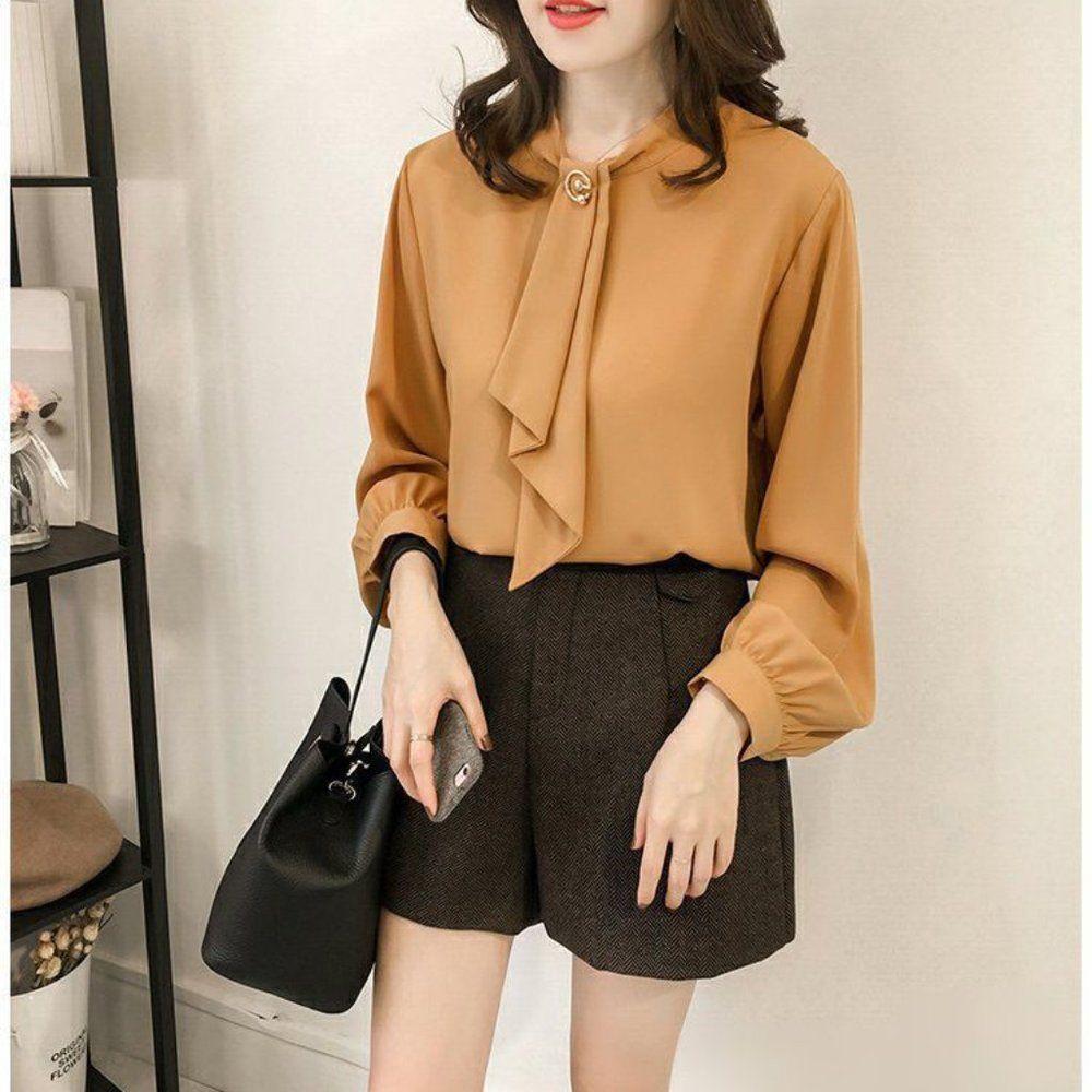 Tie-Neck Chiffon Blouse